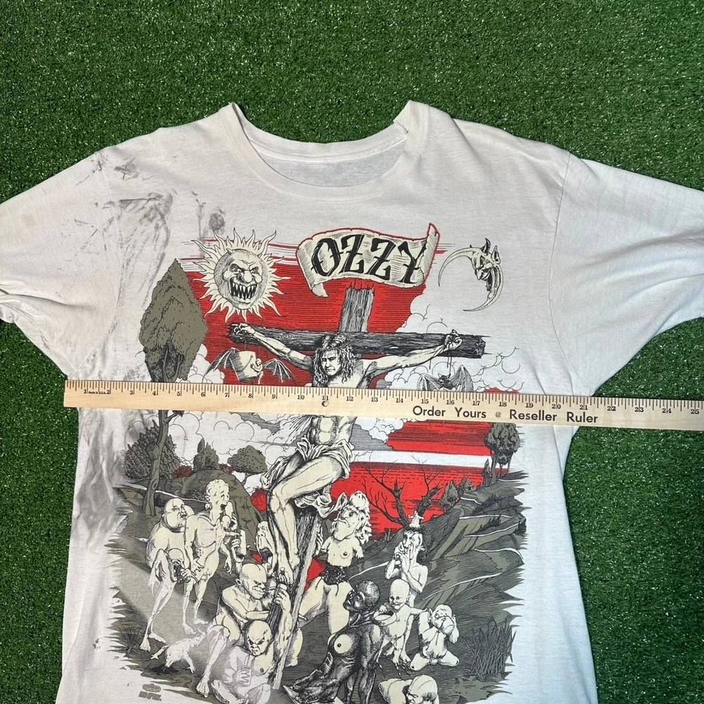 Vintage 1991 Ozzy Osbourne Crucifixion T Shirt‎ Glow in Dark Single Stitch Large